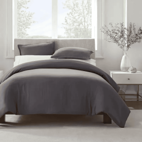 Serta Simply Clean Pleated Duvet Cover King (Option: Grey)