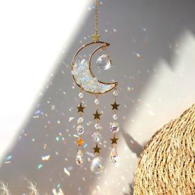 1pc Rainbow Maker Sun Catcher - Indoor/Outdoor Window Prism Moon Mini Dream Catcher with Crystals and Healing Stones - Garden Tree Decorations (size: One size)