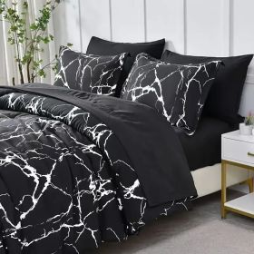 3pcs duvet cover set queen (duvet cover*1+Pillowcase*2) Extremely diverse styles (Style: Marble Black)