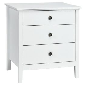 Nightstand Beside End Side Table Organizer with 3 Drawers (Color: White)
