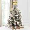 22in Mini Christmas Tree with Light Artificial Small Tabletop Christmas Decoration with Flocked Snow