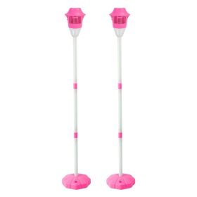 2Pack 3 In 1 Standing Bubble Machines with Colorful Lights and Music Rechargeable Bubble Maker Stands with 2 Modes 3 Adjustable Height for Party Weddi (Color: Pink)