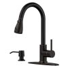 Kitchen Faucets with Soap Dispenser, Solid Stainless Steel Kitchen Faucet with Pull Down Sprayer 3 Modes, Modern Kitchen Sink Faucets with Sprayer