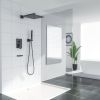 12-Inch 3-Spray Shower System With Square Wall Mounted Adjustable Shower Head And Handheld Shower With Hose