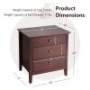 Nightstand Beside End Side Table Organizer with 3 Drawers